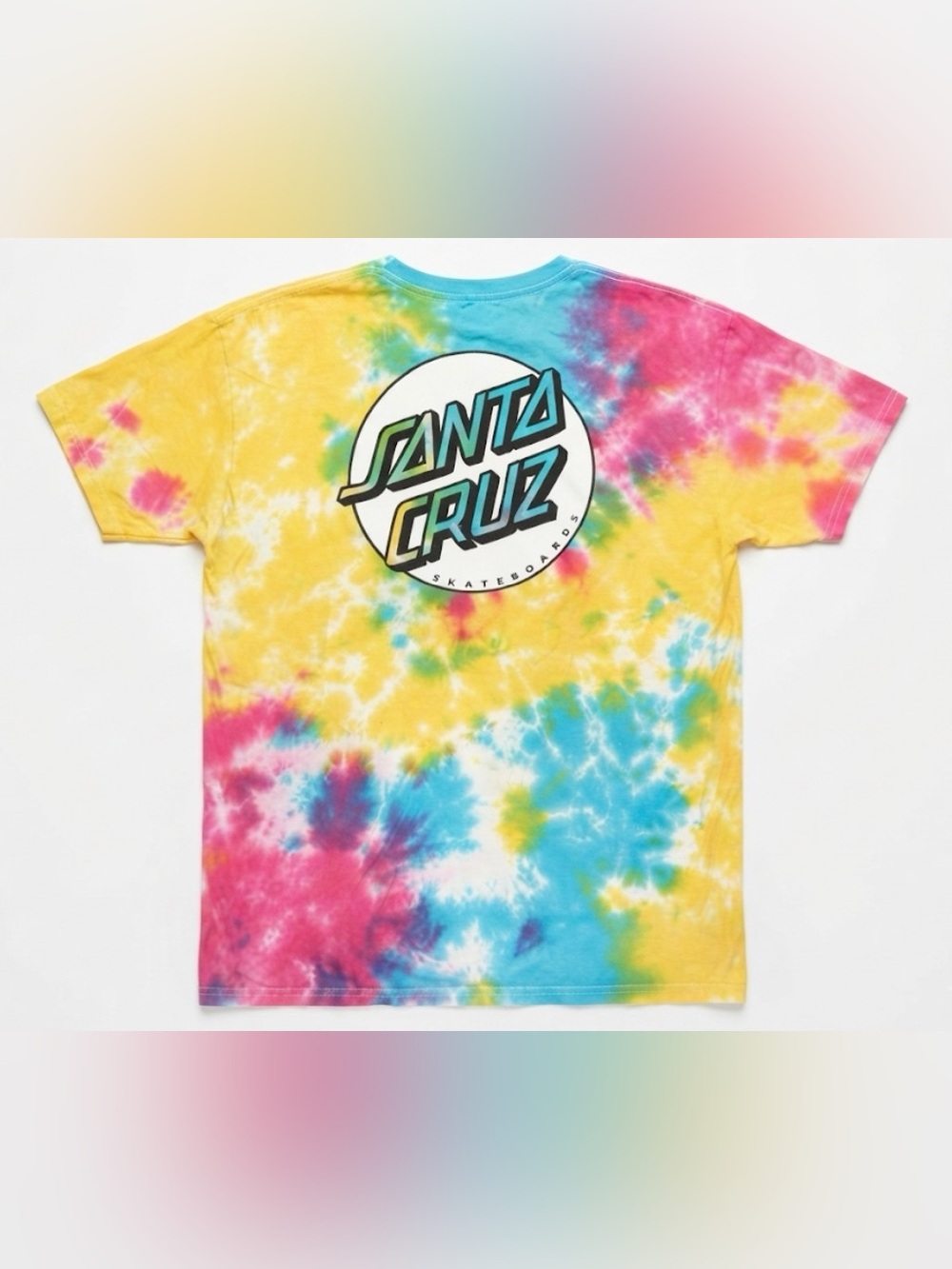 VTG Style Santa Cruz Skateboards Tie Dye T-Shirt Mens L Multicolor Dot Logo